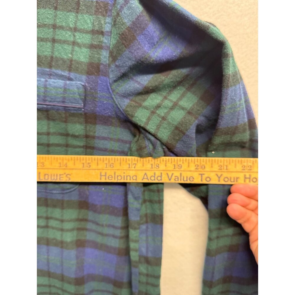 Lands End Womens Green/Blue Plaid Flannel Nightshirt Button-Up Long Sleeve Small - Picture 6 of 7
